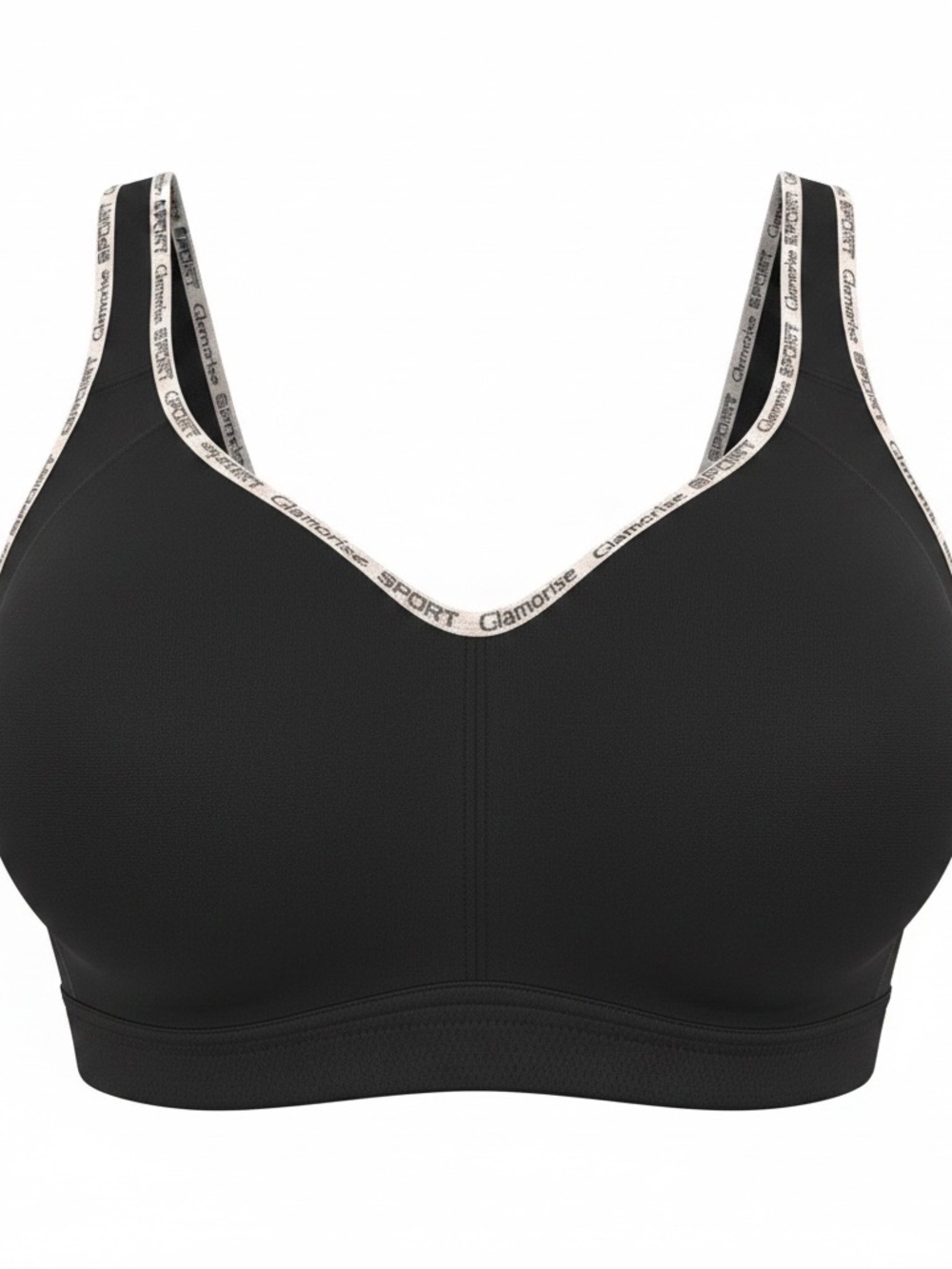 Glamorise Black Logo-Trim Sports Bra